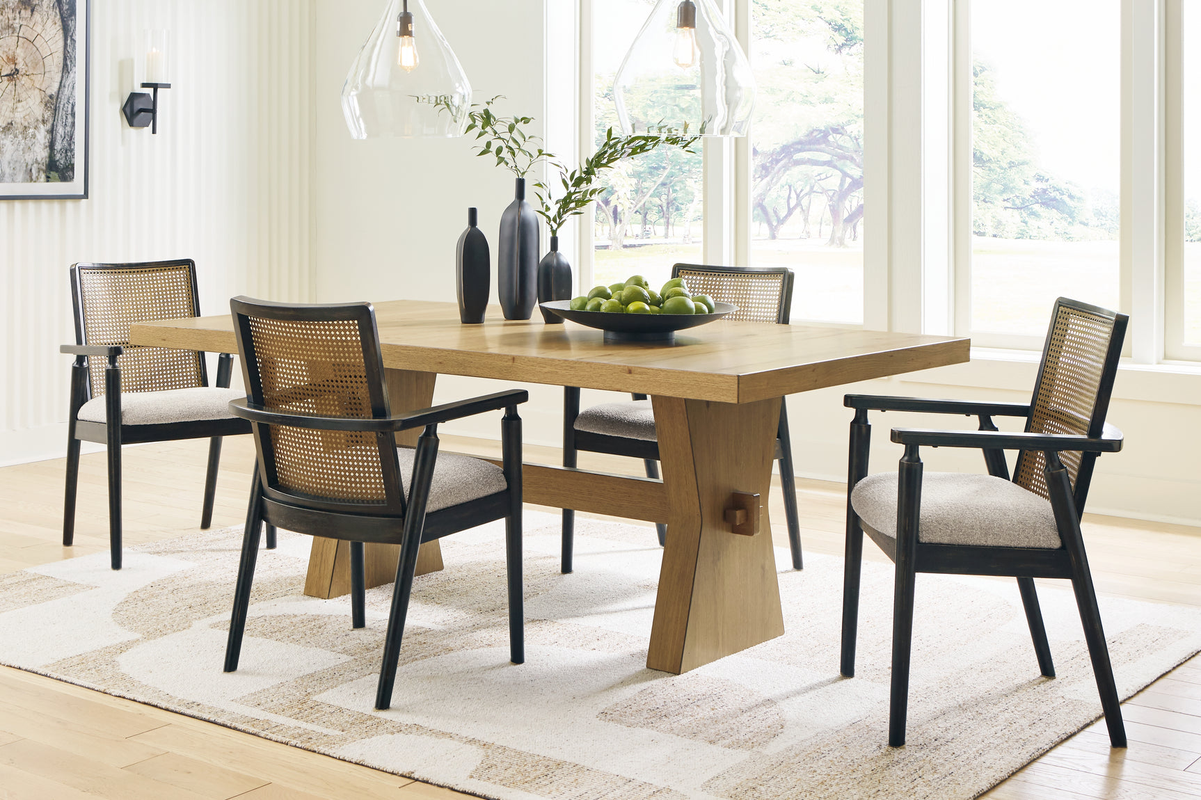 Galliden Black Dining Table with 4 Chairs - Ornate Home