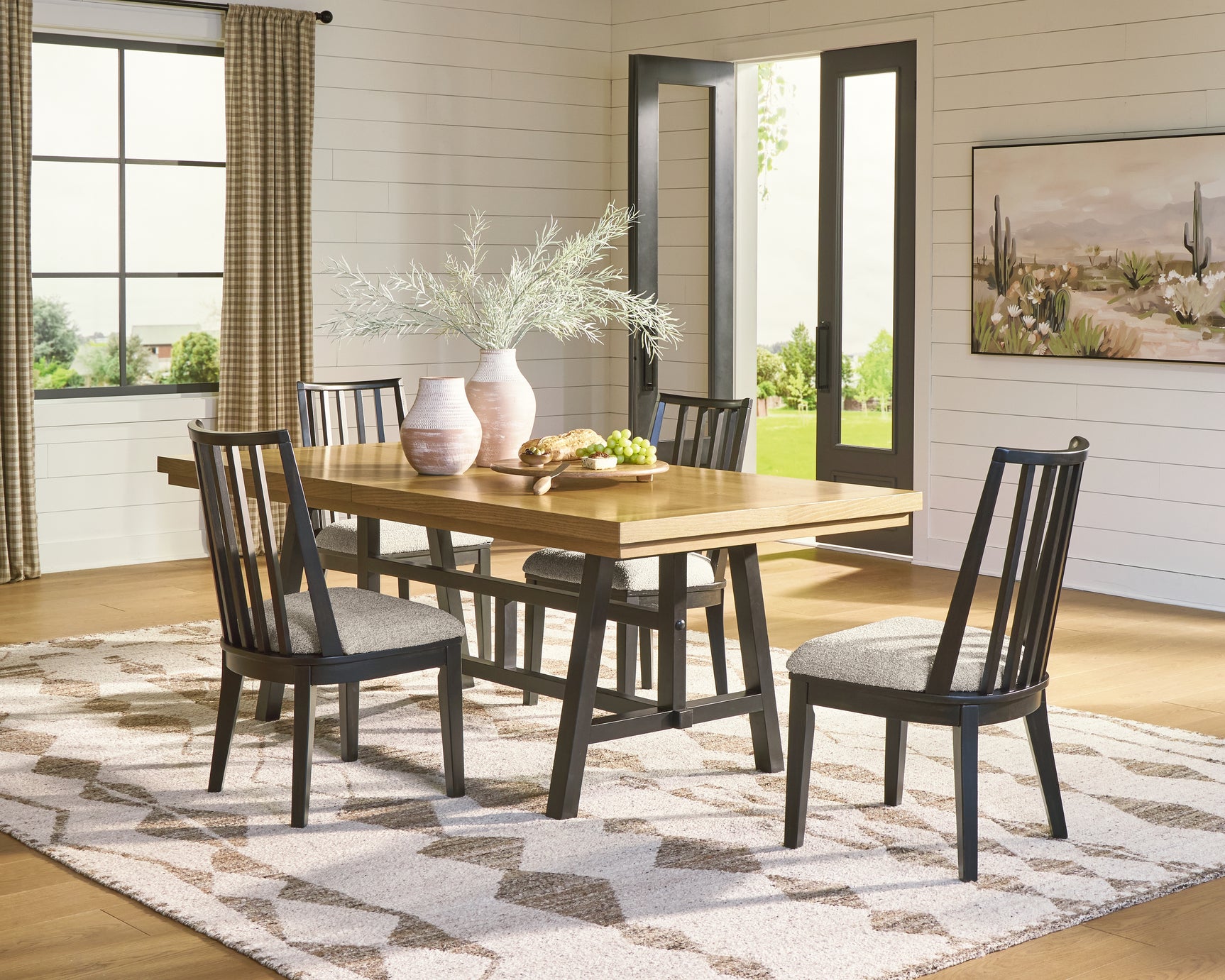 Galliden Black Extension Dining Table and 4 Chairs - Ornate Home