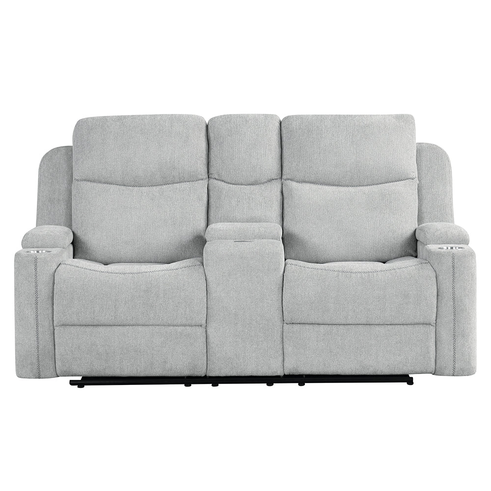Galya Light Gray Motion Loveseat w/Console - Ornate Home
