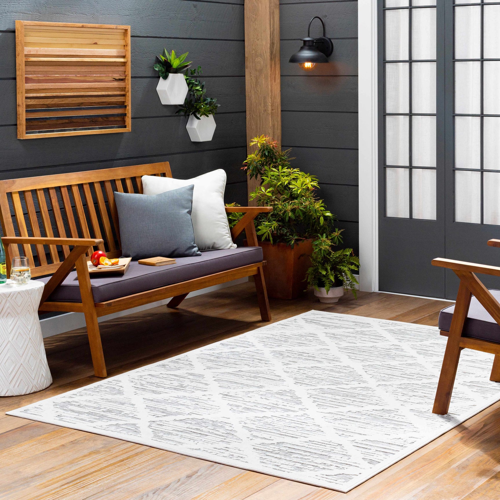 Gambang 3D Trellis Outdoor Area Rug - Clearance - Ornate Home