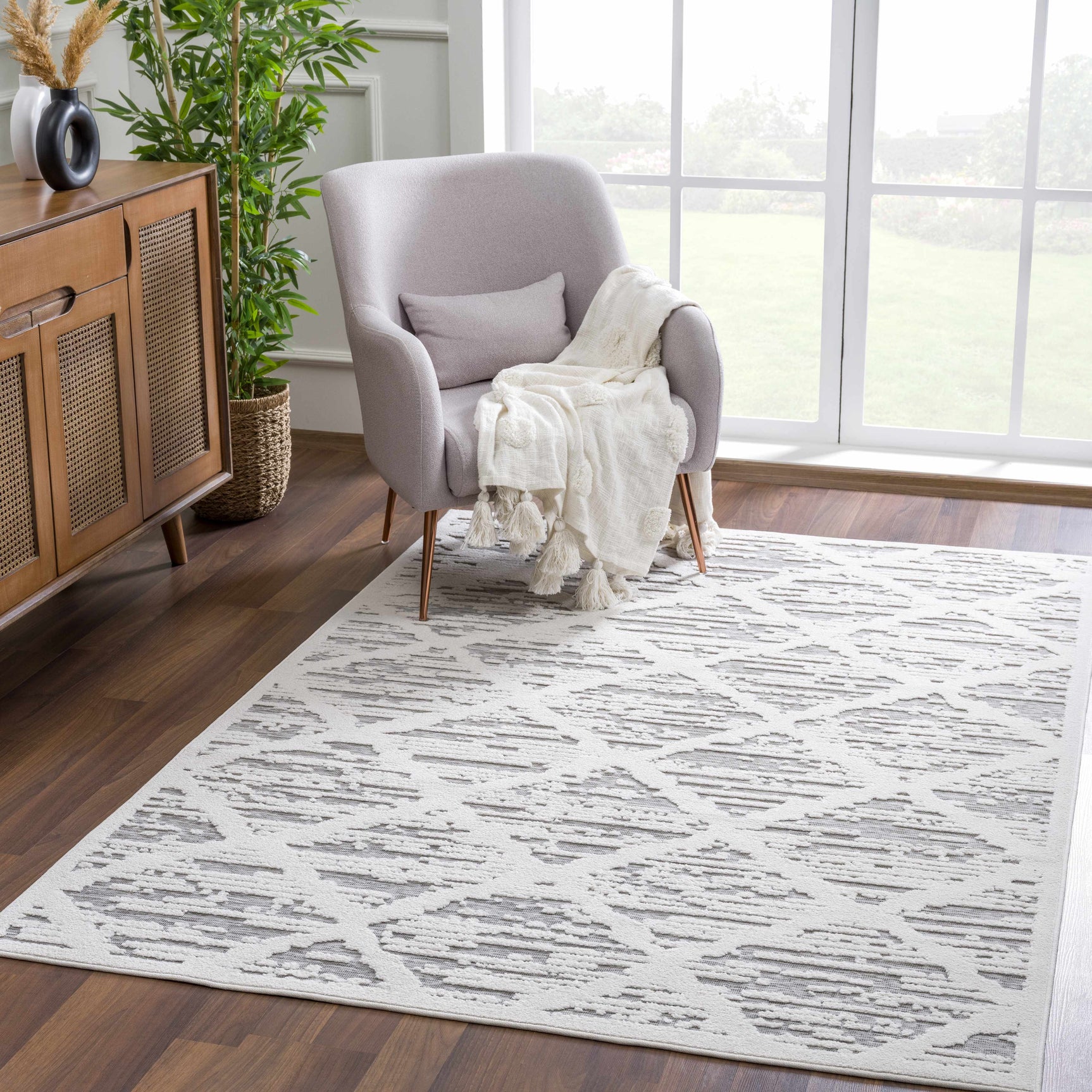 Gambang 3D Trellis Outdoor Area Rug - Clearance - Ornate Home