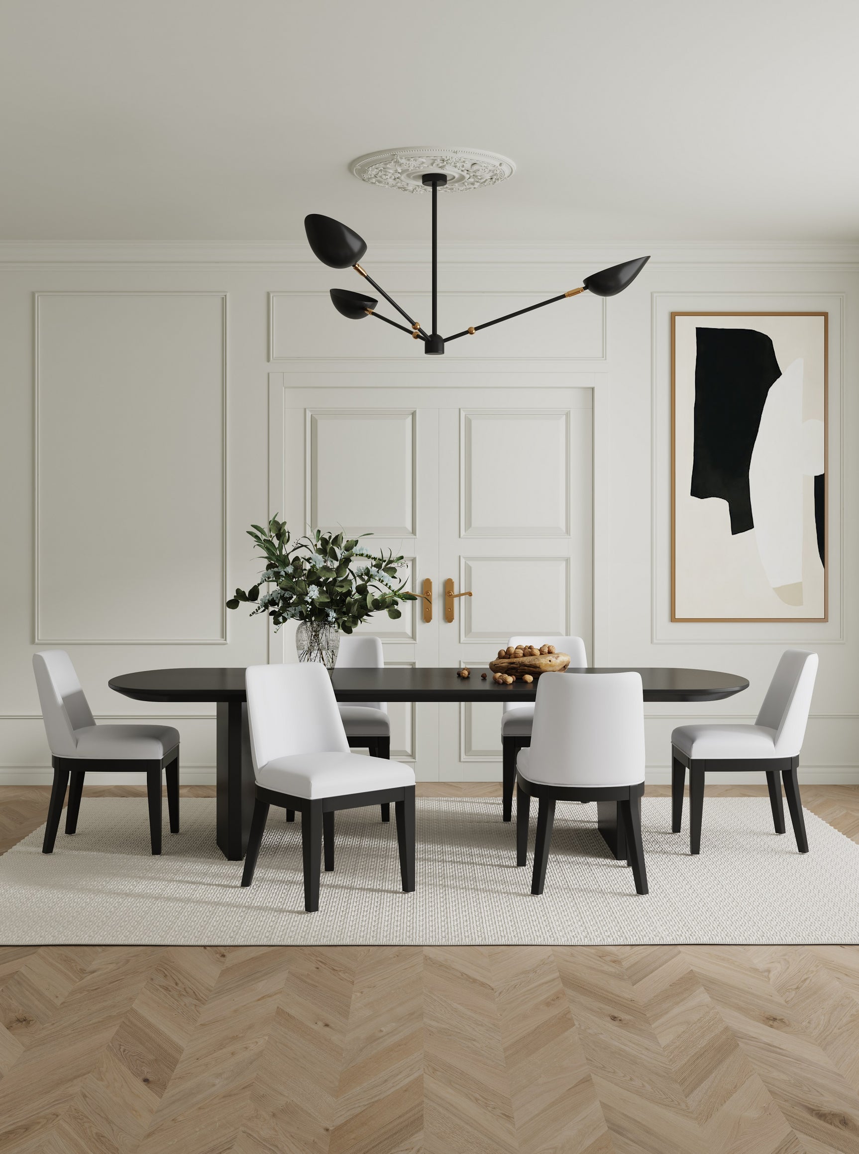 Gansevoort Faux Leather Dining Chair in Cream (set of 4) - Ornate Home