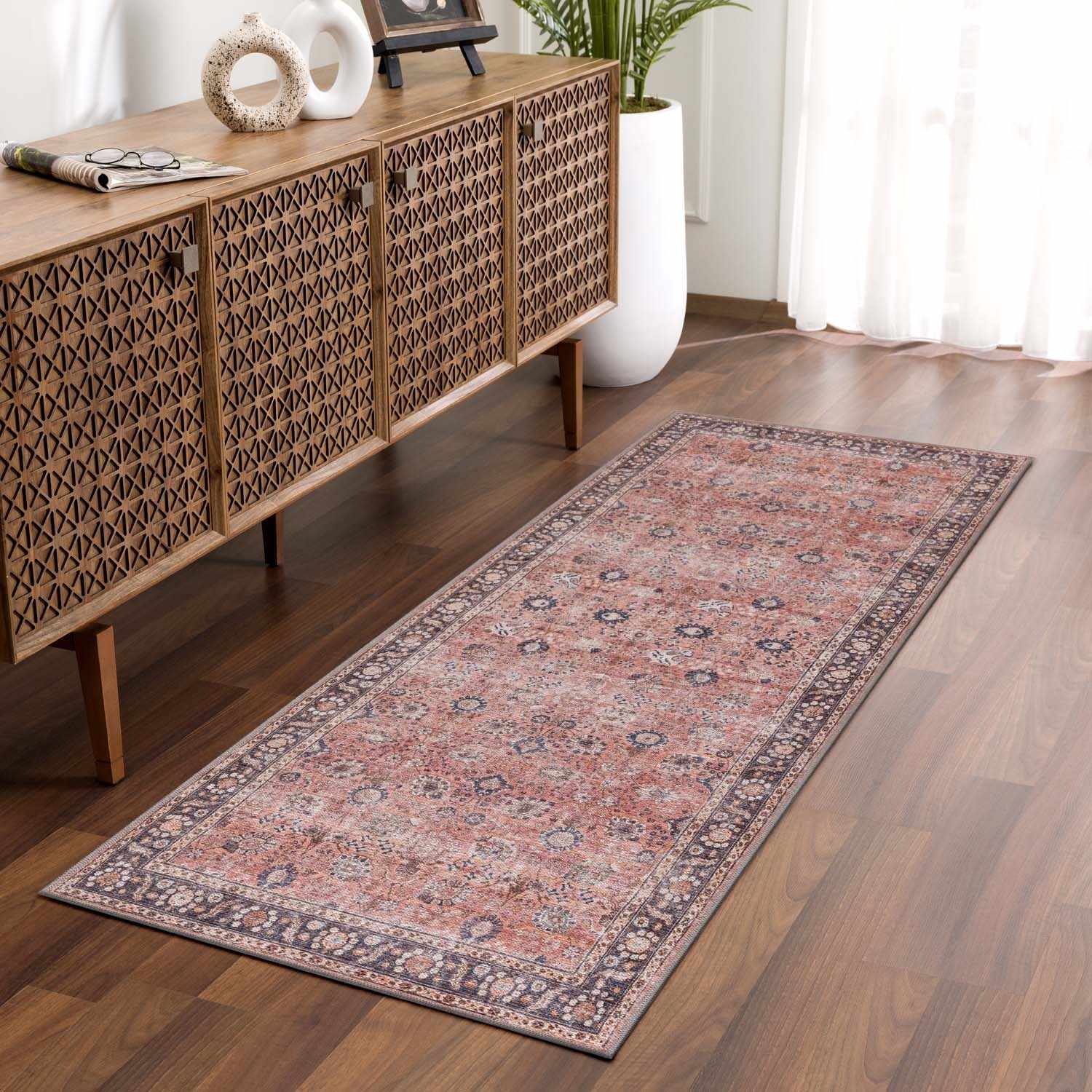Ganyangan Red Washable Rug - Ornate Home