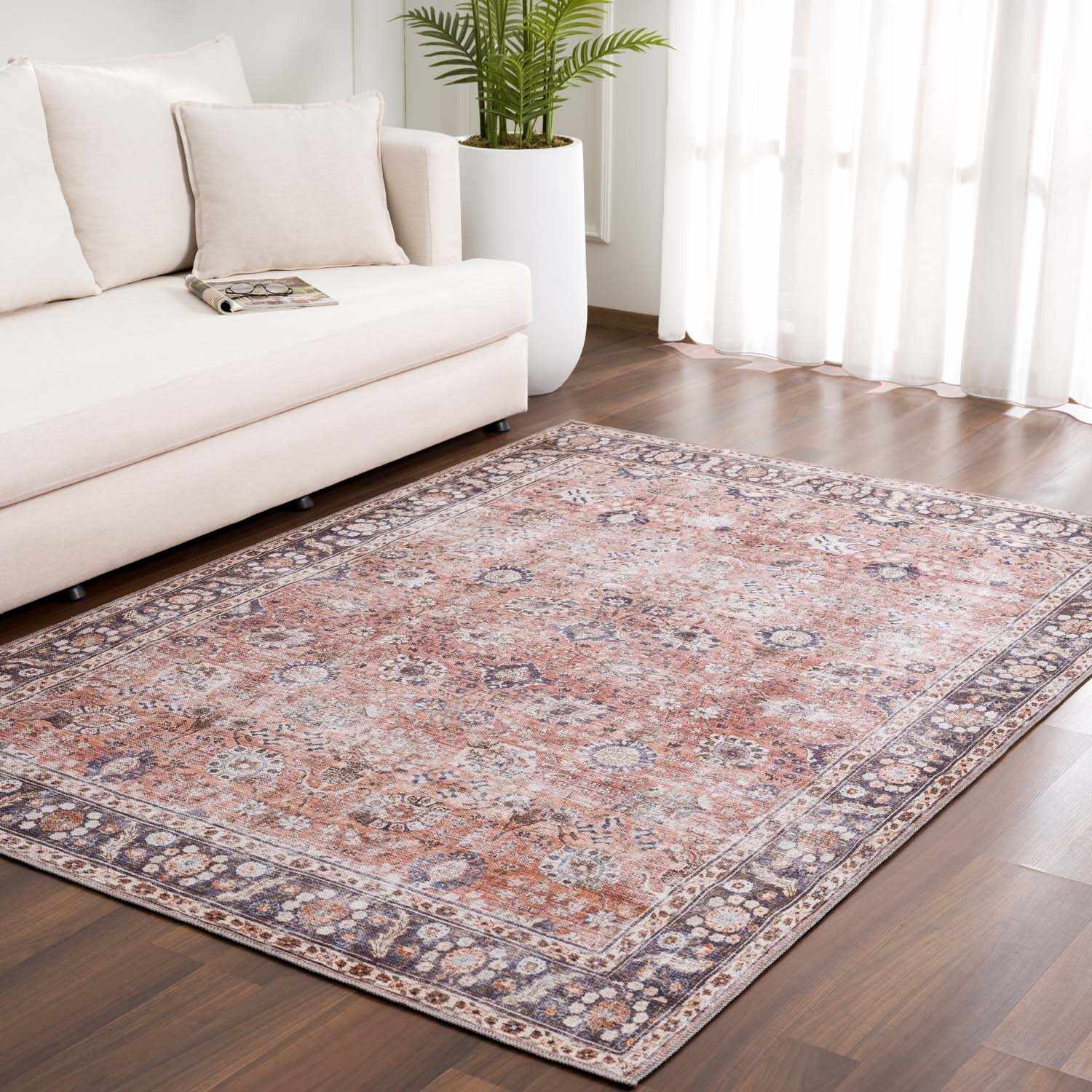 Ganyangan Red Washable Rug - Ornate Home