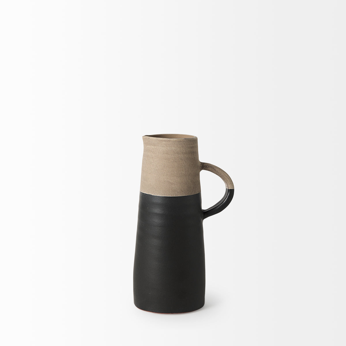 Garand Black/Natural Small Two-Toned Ceramic Jug - Ornate Home