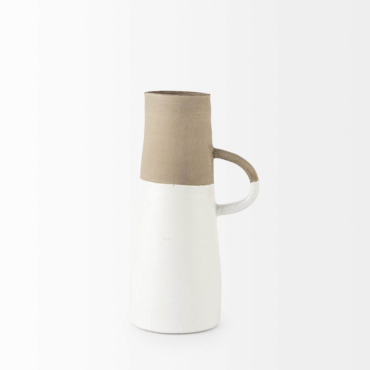 Garand White/Natural Medium Two-Toned Ceramic Jug - Ornate Home