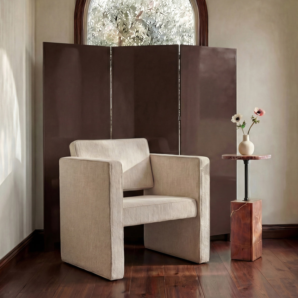 Garbo Dark Brown Lacquer Screen - Ornate Home