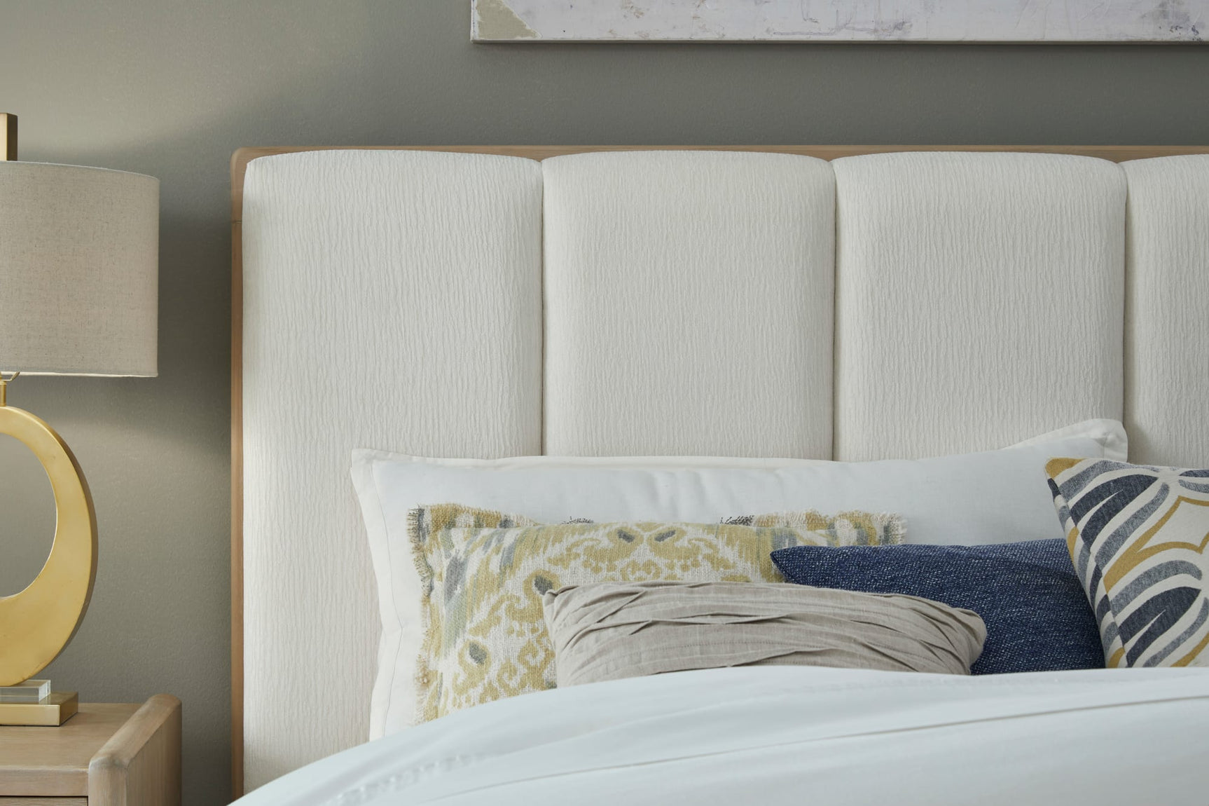 Gardenia Cotton/Chai Wood Frame Upholstered King Platform Bed - Ornate Home