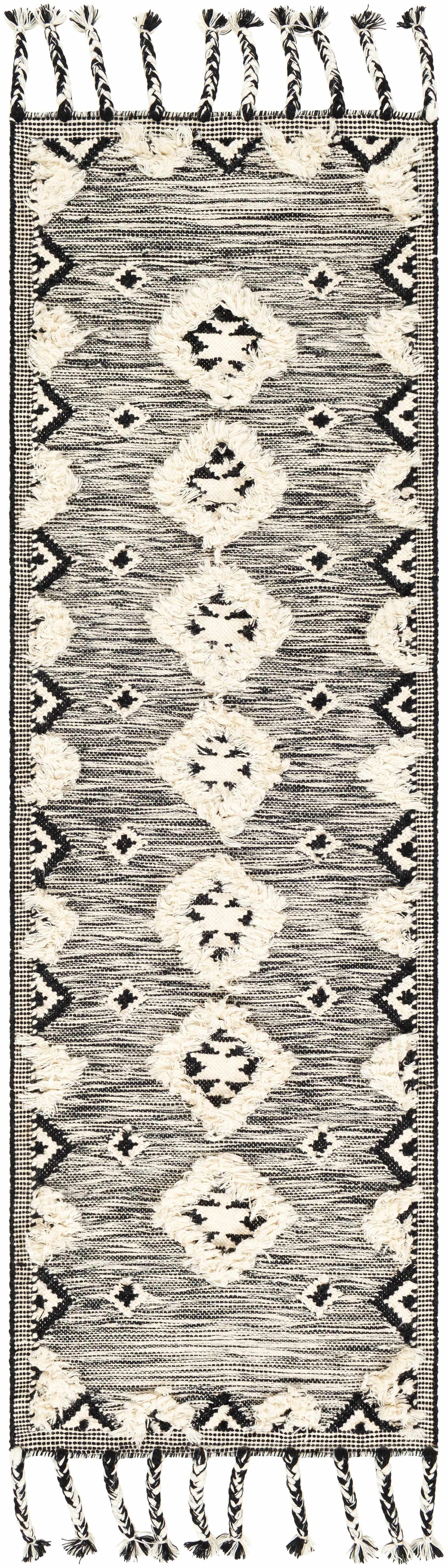 Gardner Cream on Gray Wool Tassel Rug - Clearance - Ornate Home