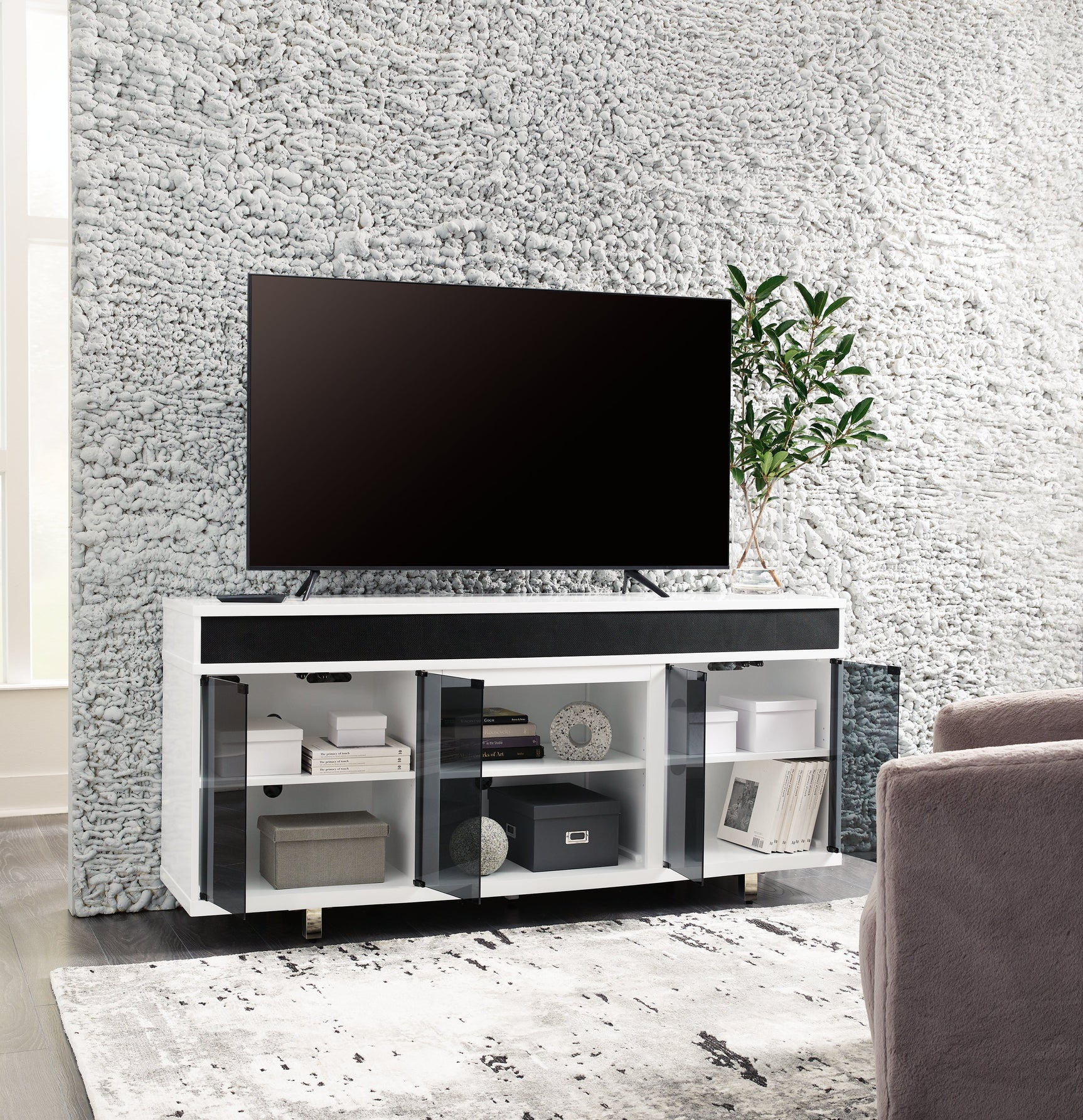Gardoni White & Black 72" TV Stand - Ornate Home