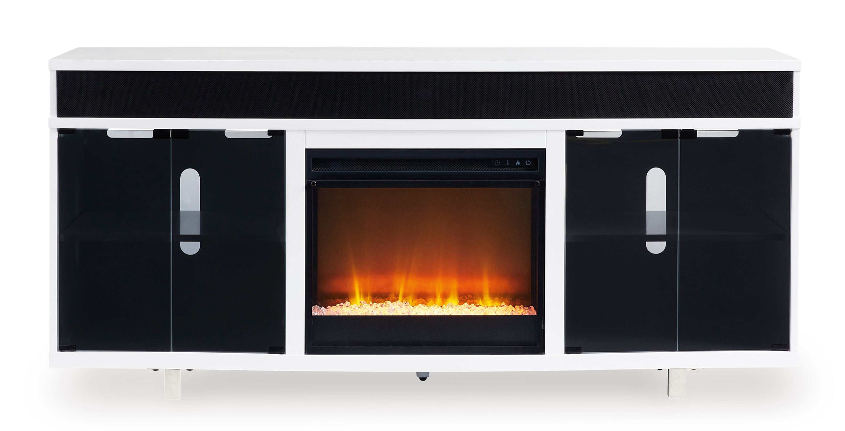 Gardoni White & Black 72" TV Stand w/ Electric Fireplace Insert - Ornate Home