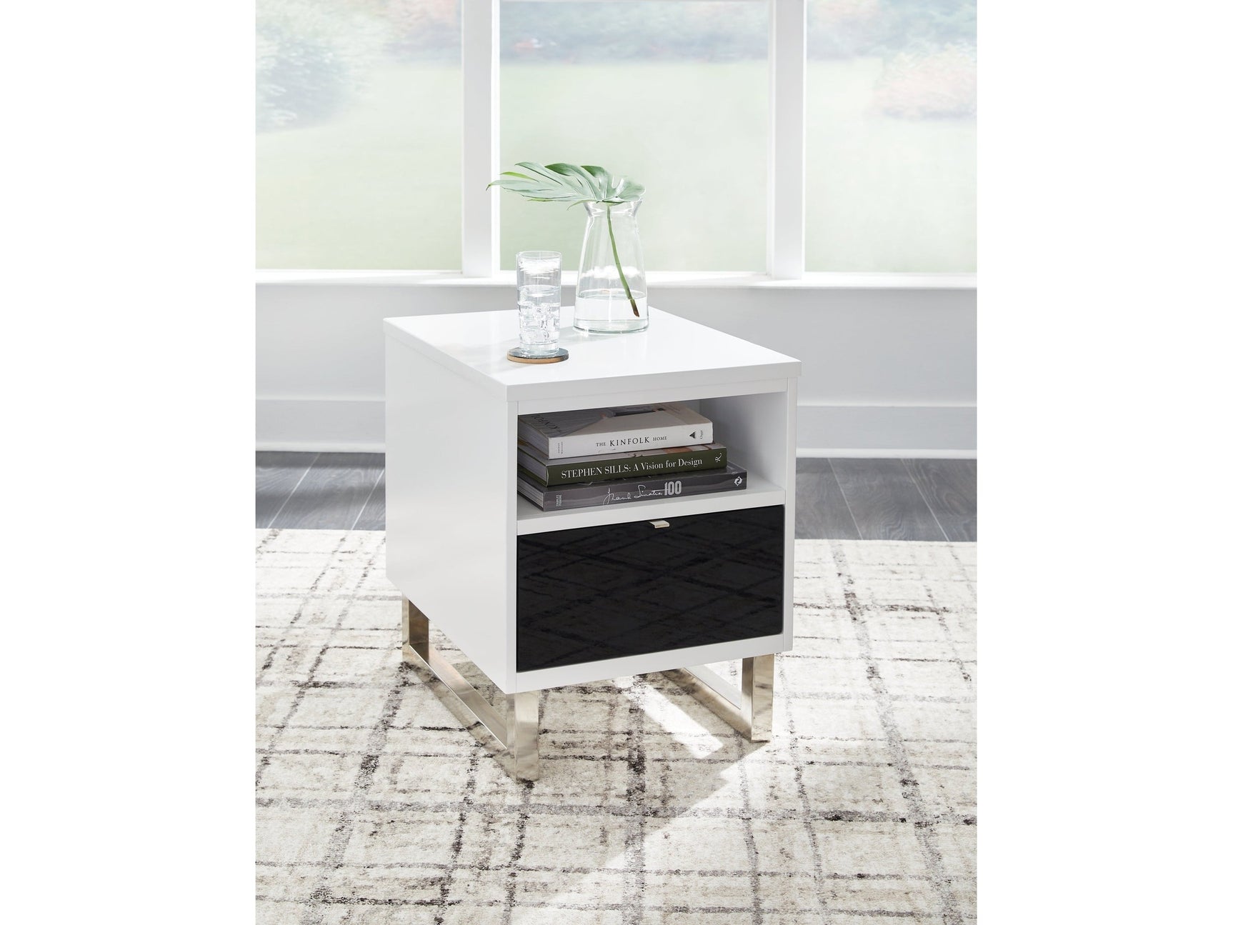 Gardoni White/Black Chairside End Table (Online Special Price) - Ornate Home