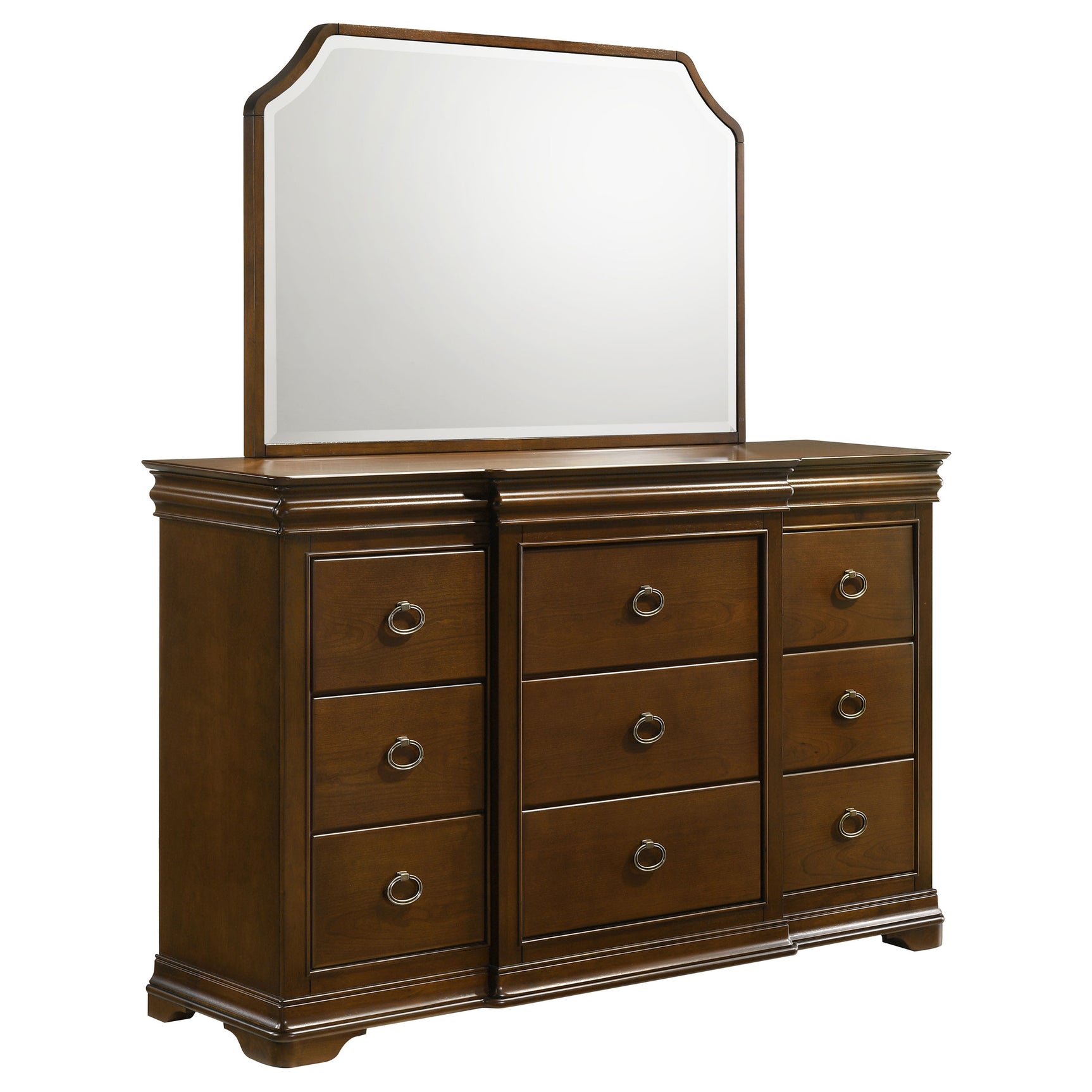 Garland Brown Cherry 11-drawer Bedroom Dresser with Mirror - Ornate Home