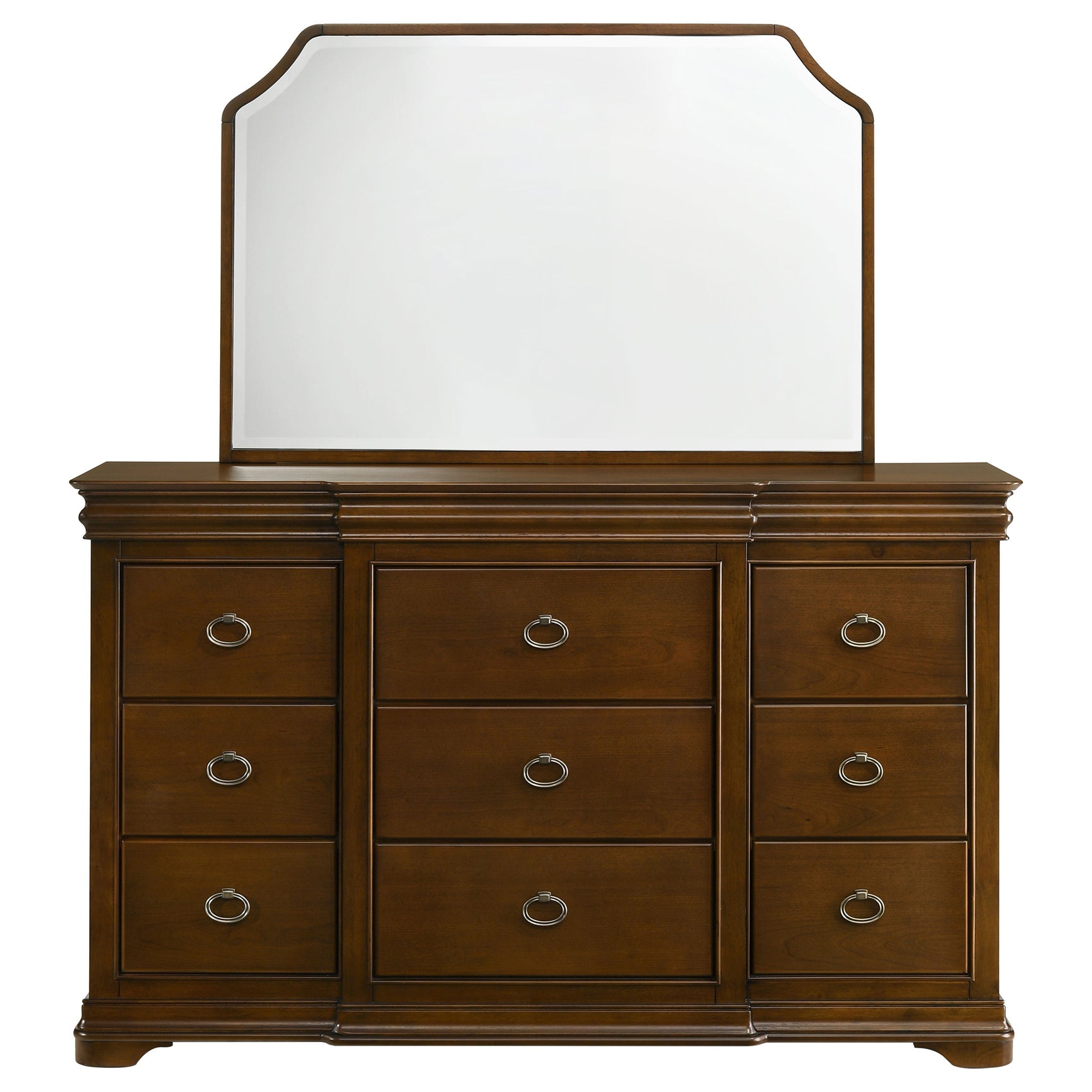 Garland Brown Cherry 11-drawer Bedroom Dresser with Mirror - Ornate Home