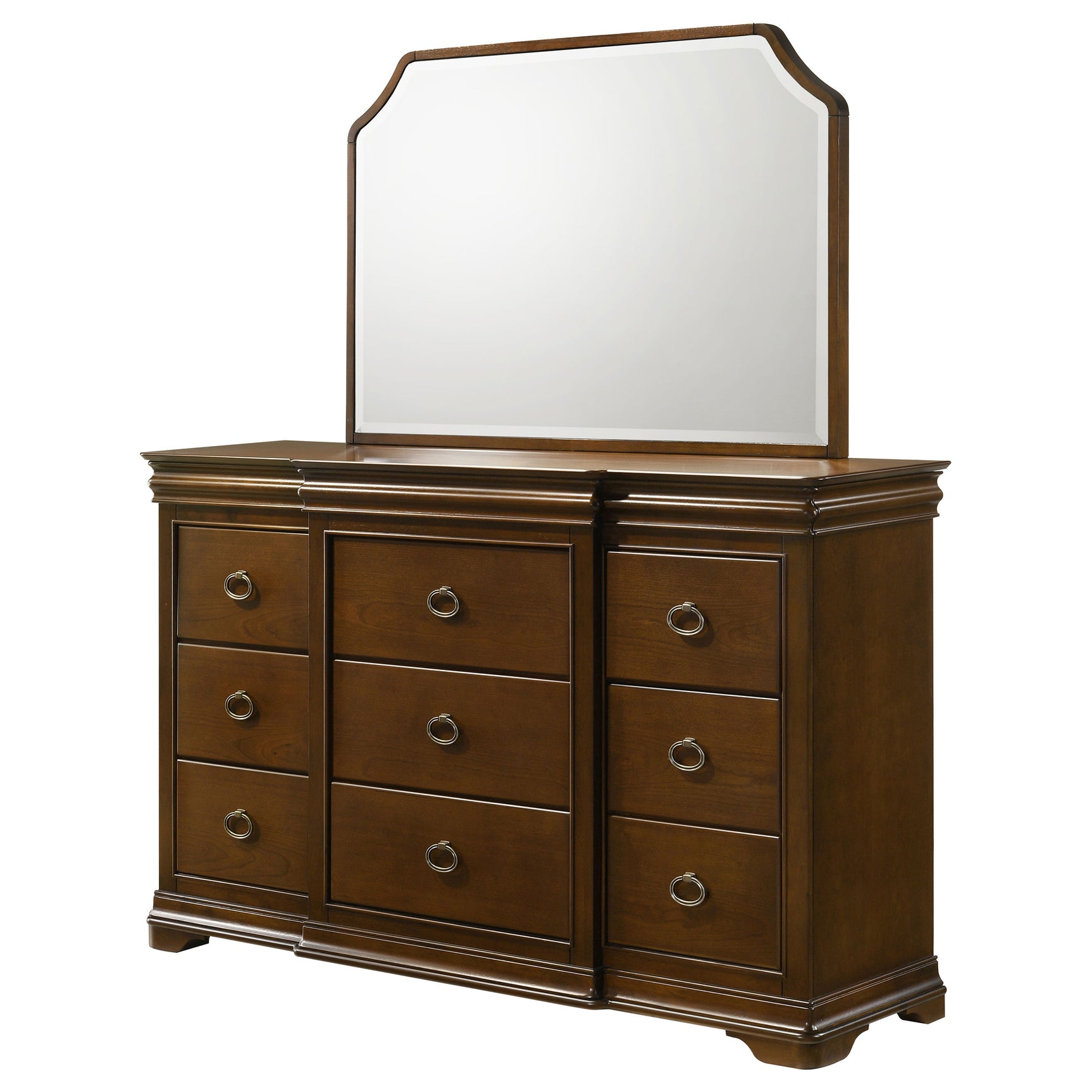 Garland Brown Cherry 11-drawer Bedroom Dresser with Mirror - Ornate Home