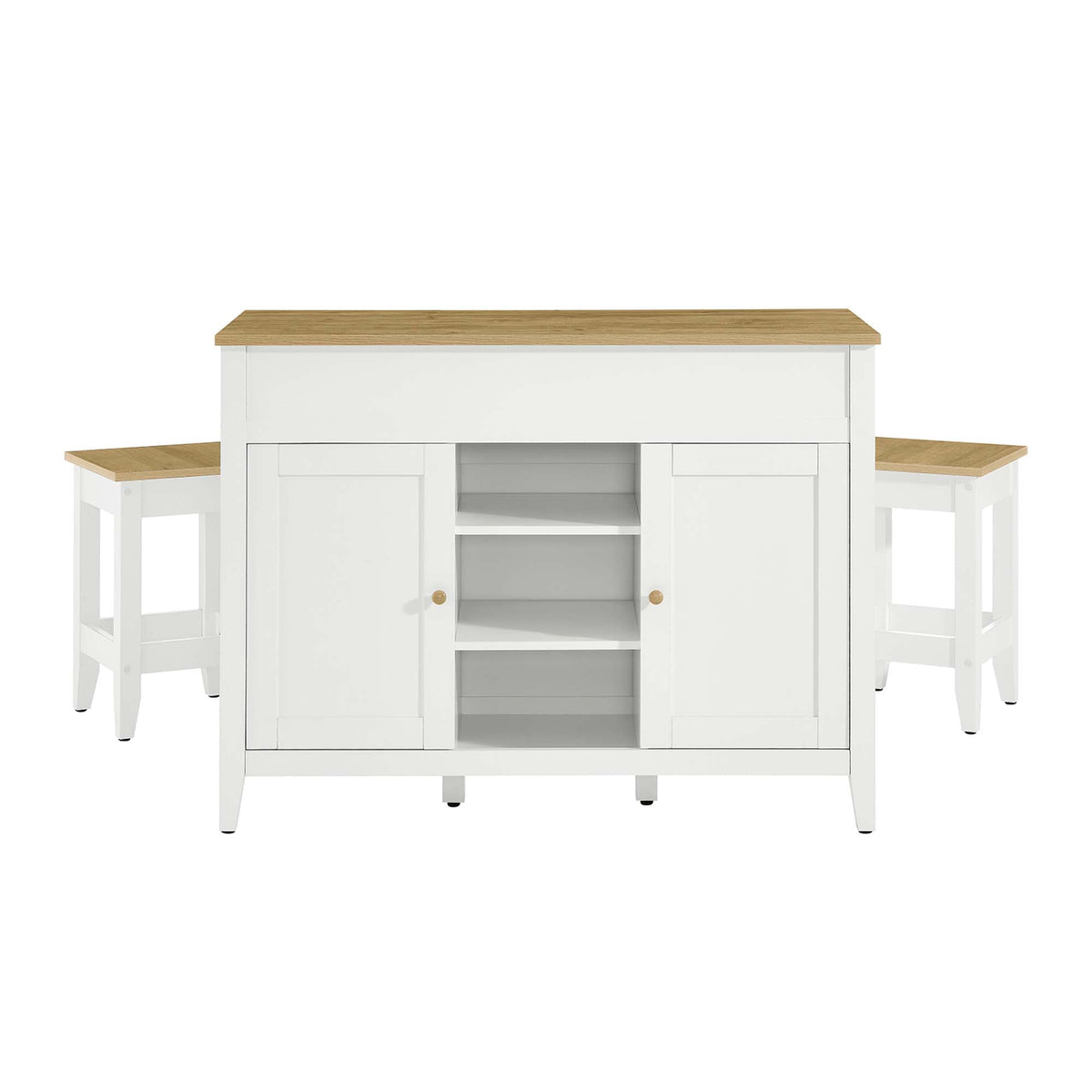 Garland Oak/White 3-Piece Kitchen Island and Stool Set - Ornate Home