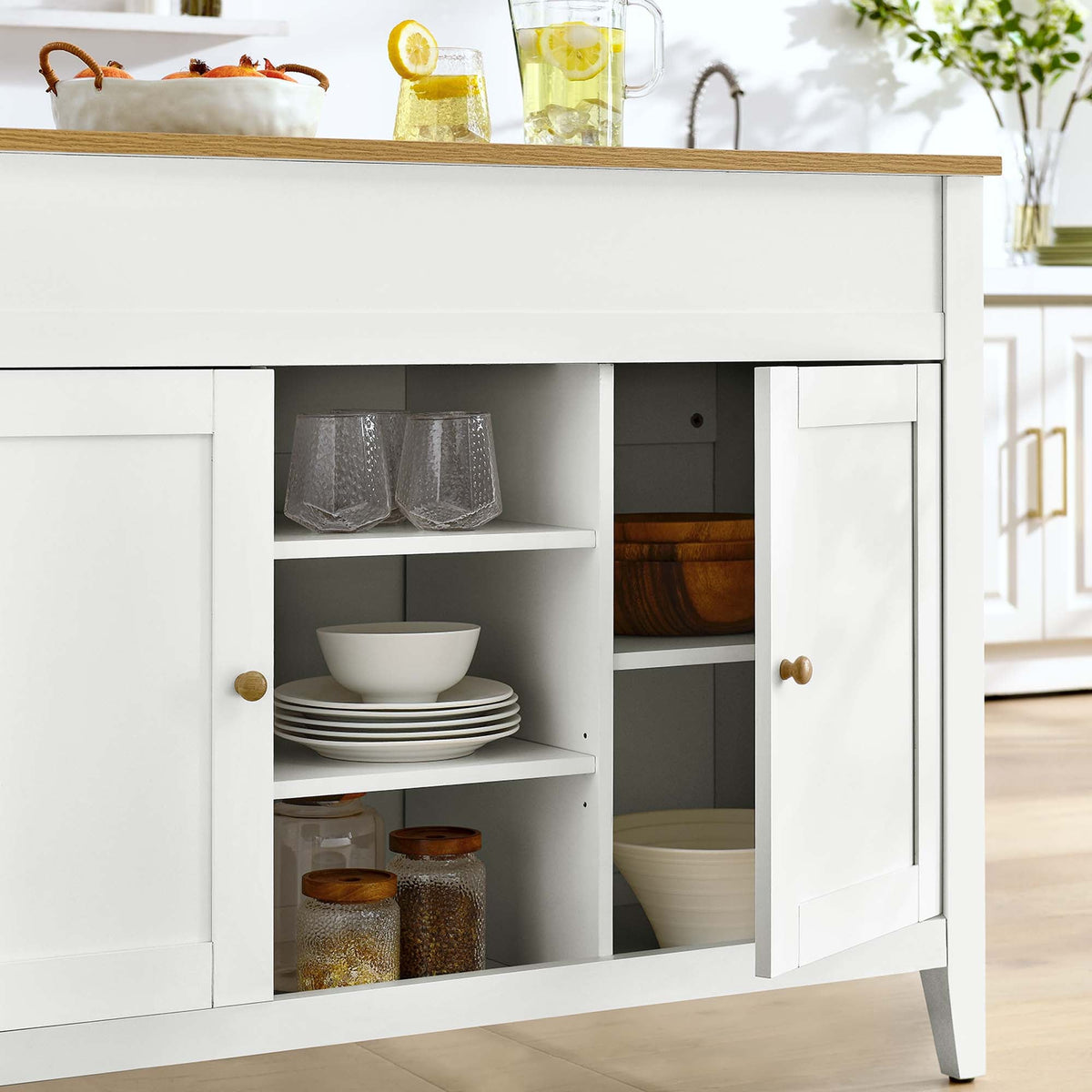 Garland Oak/White 3-Piece Kitchen Island and Stool Set - Ornate Home