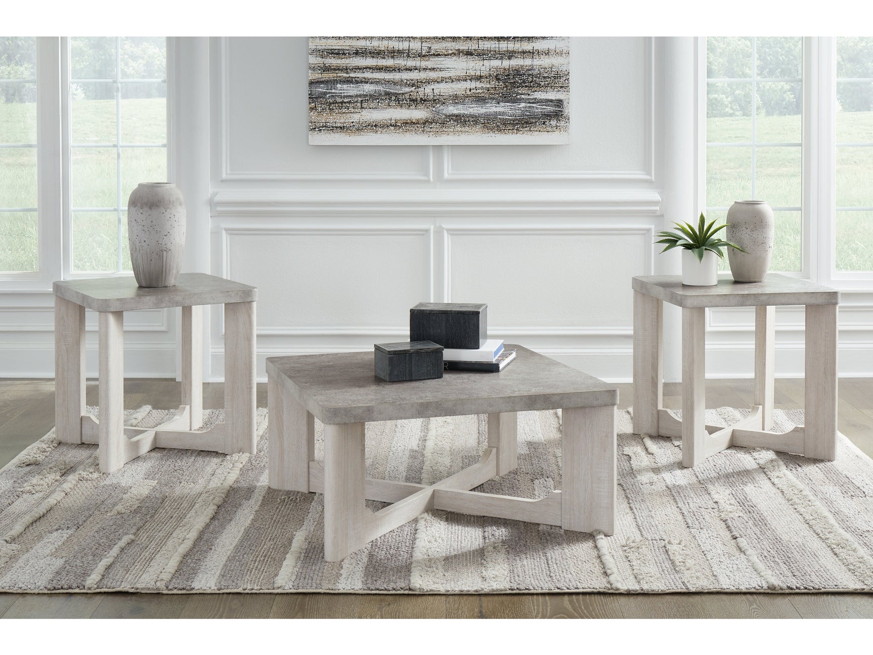 Garnilly Whitewash Occasional Table Set (Set of 3) - Ornate Home