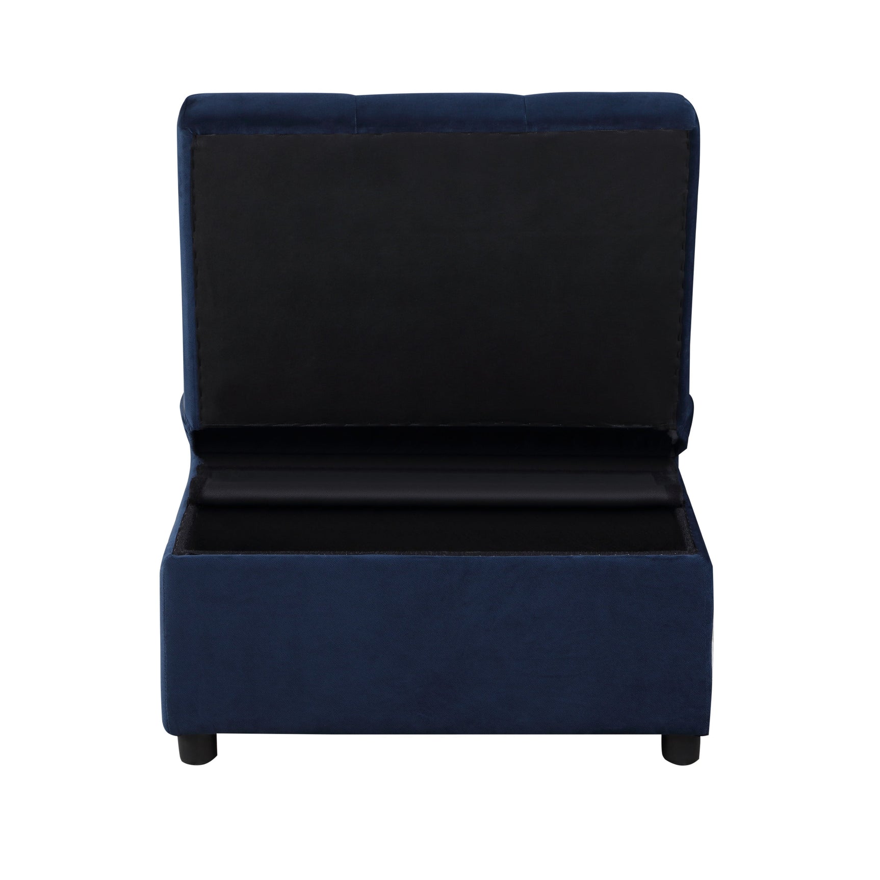Garrell Blue Velvet Lift Top Storage Bench with Pull-out Bed - Ornate Home