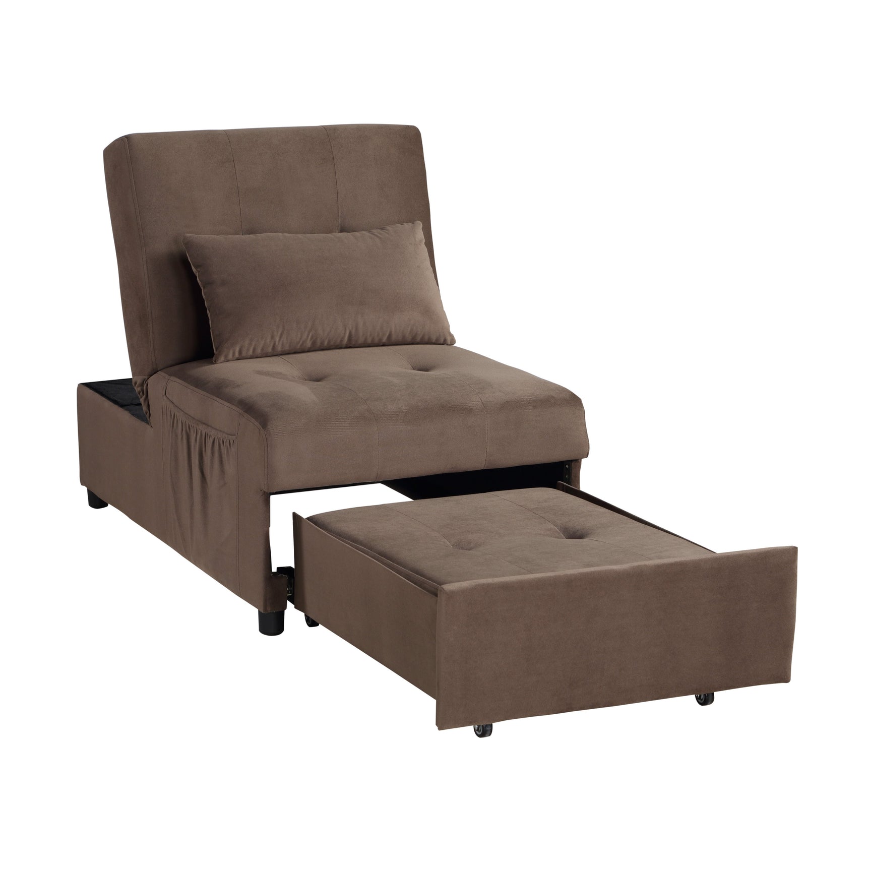 Garrell Brown Velvet Lift Top Storage Bench with Pull-out Bed - Ornate Home