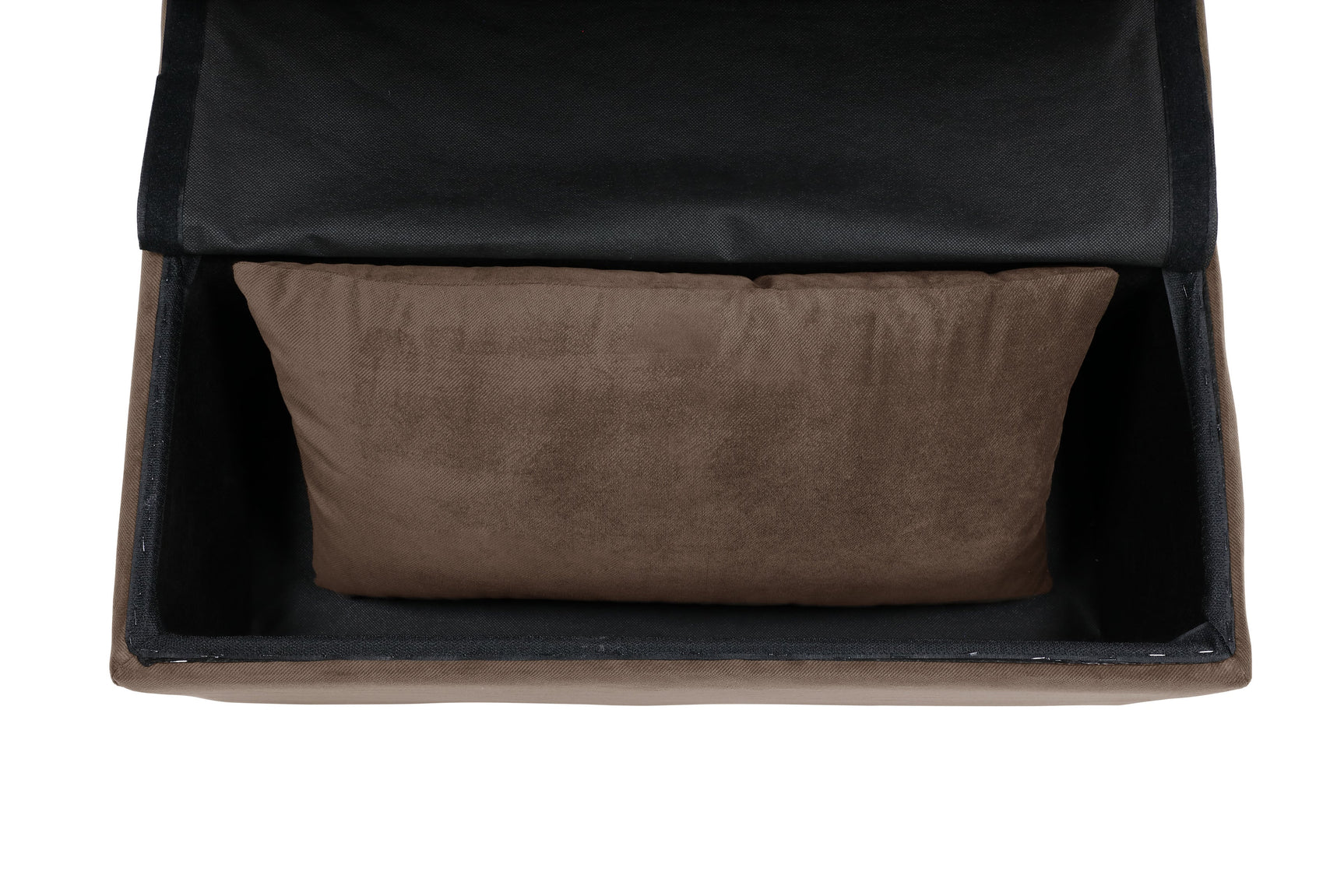 Garrell Brown Velvet Lift Top Storage Bench with Pull-out Bed - Ornate Home