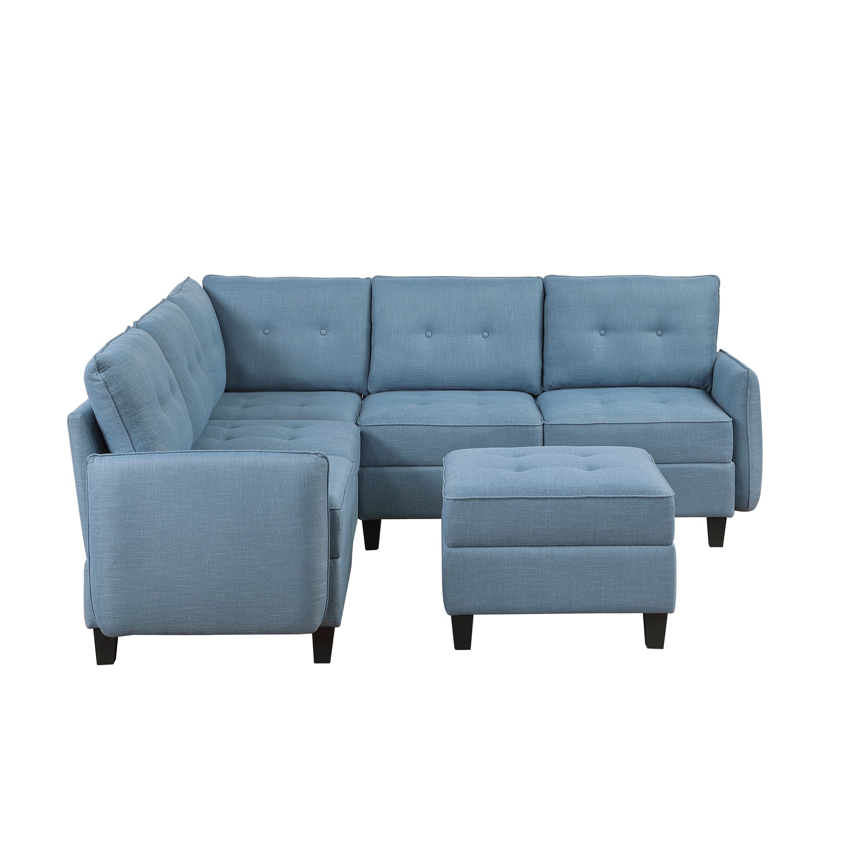 Garren Blue 6-Piece Sectional with Storage and Ottoman - Ornate Home
