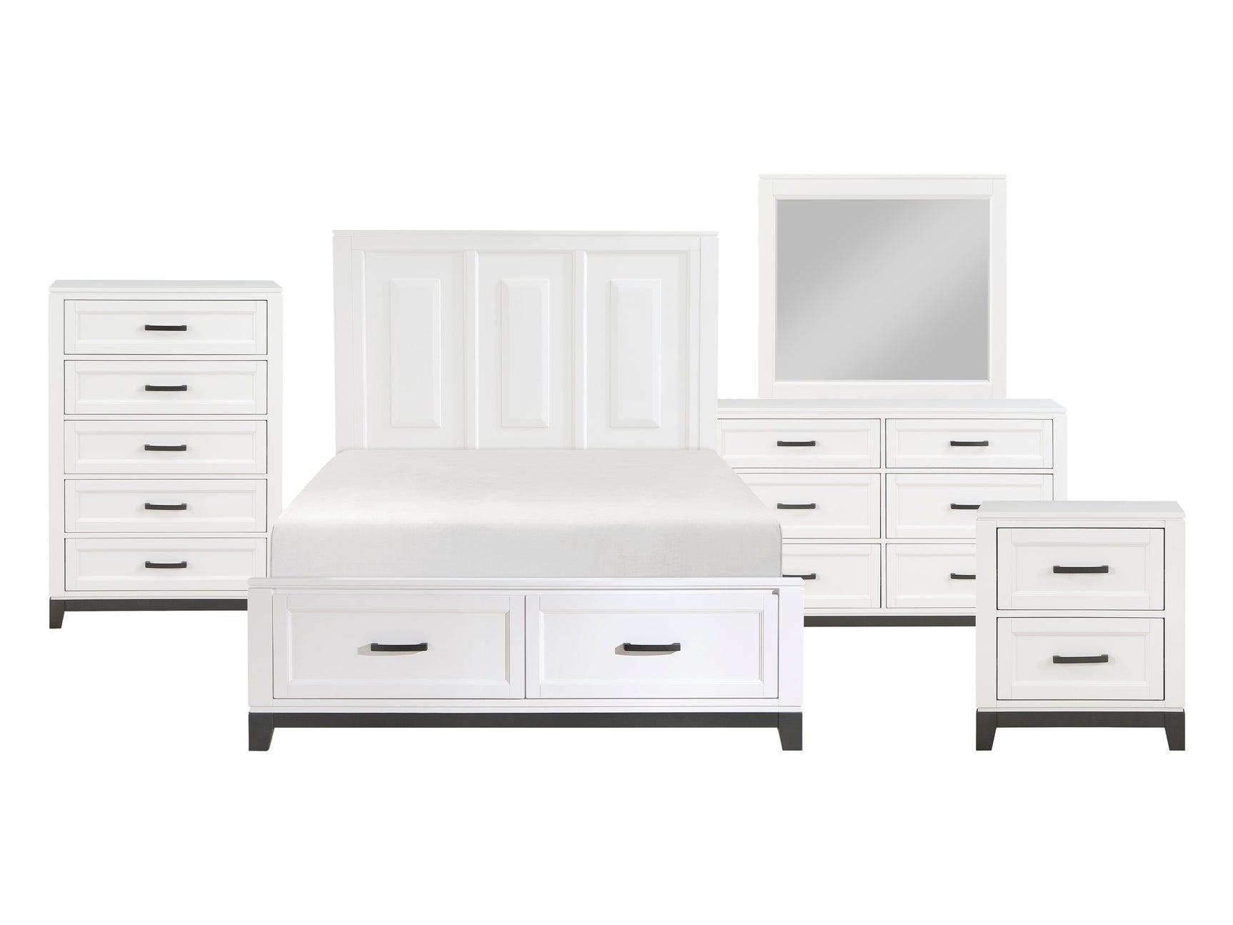 Garretson White 5-Piece Queen Bedroom Set - Ornate Home