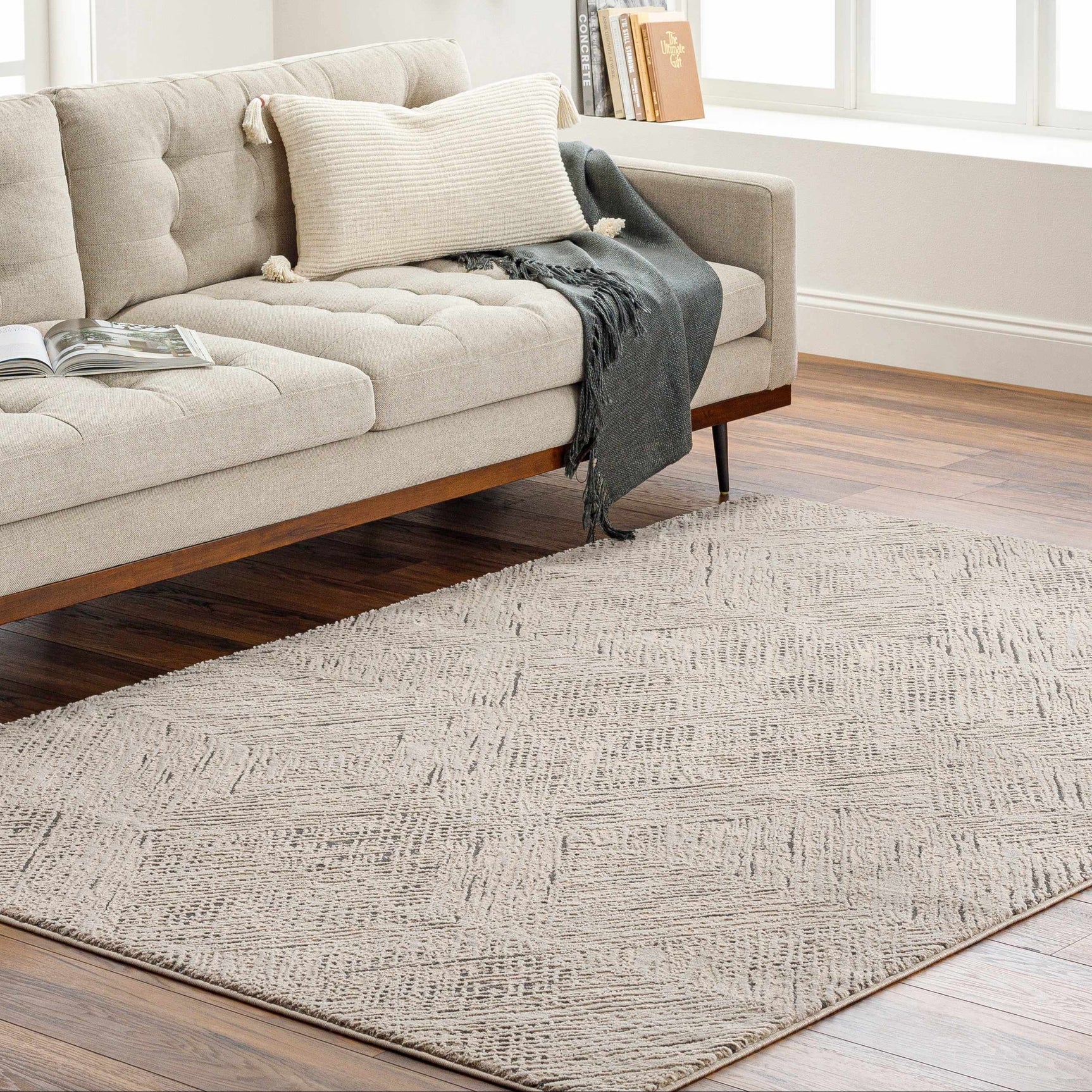 Garza Diamond Textured Washable Rug - Ornate Home