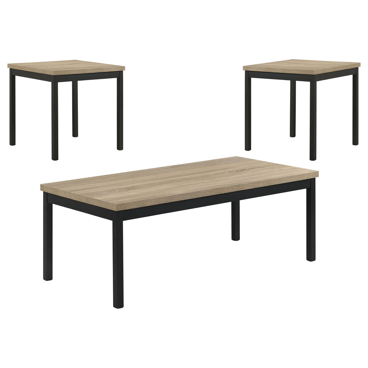 Garza Greige Oak 3-Piece Rectangular Coffee Table Set