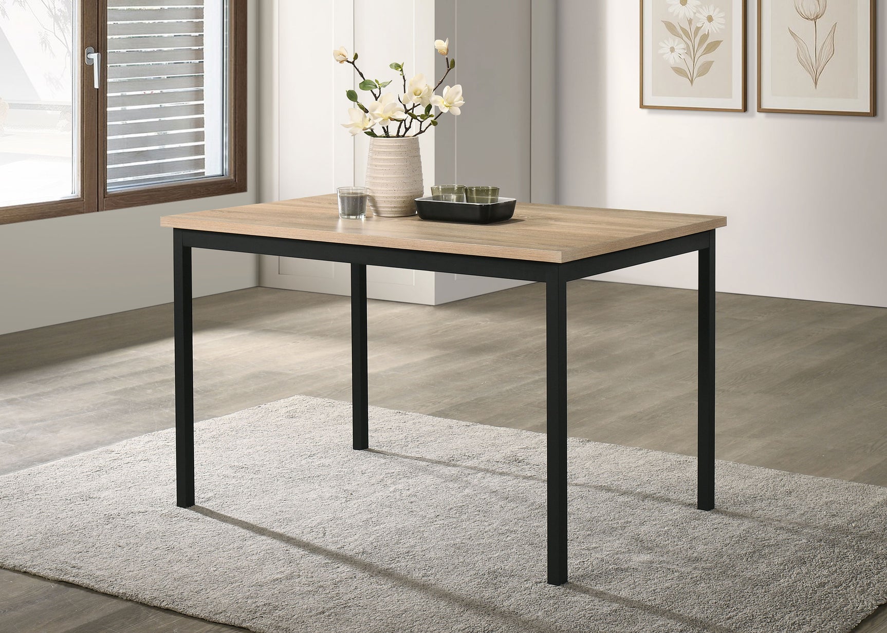 Garza Greige Oak Rectangular 48-inch Dining Table - Ornate Home