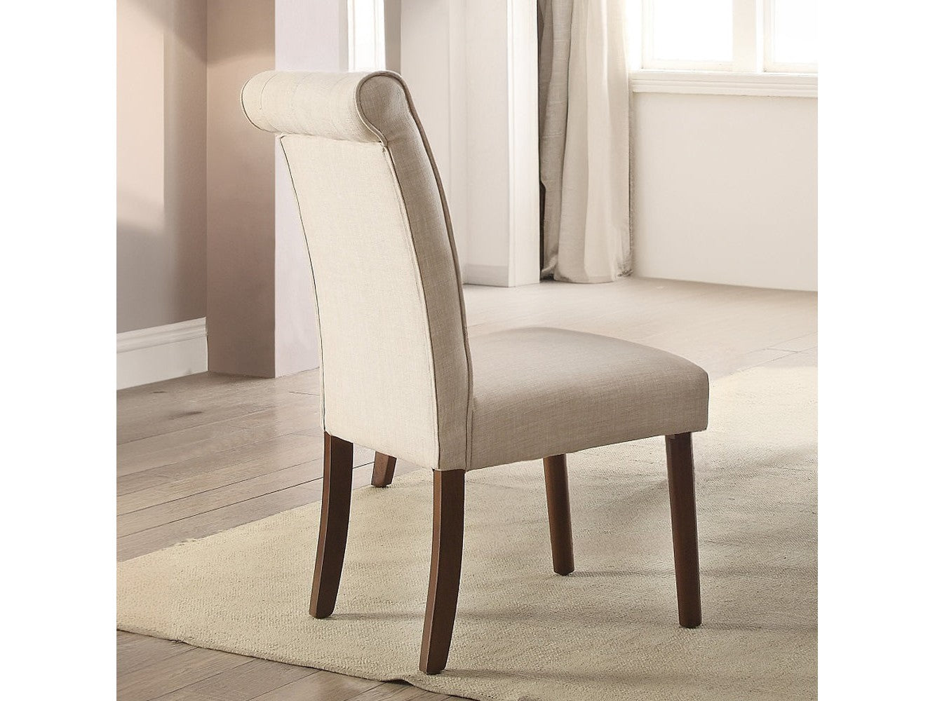 Gasha Side Chair (Set of 2) in Beige/Walnut - Ornate Home