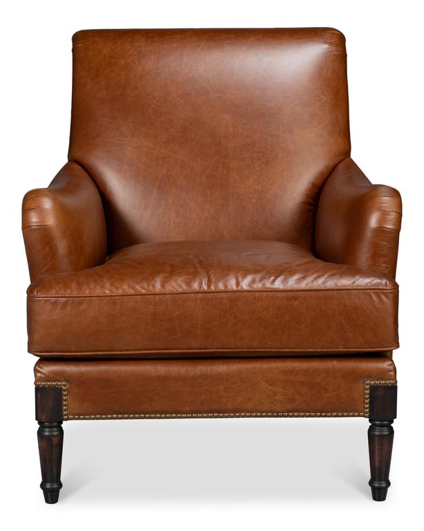 Gaston Brown Distilled Leather Chair - Ornate Home