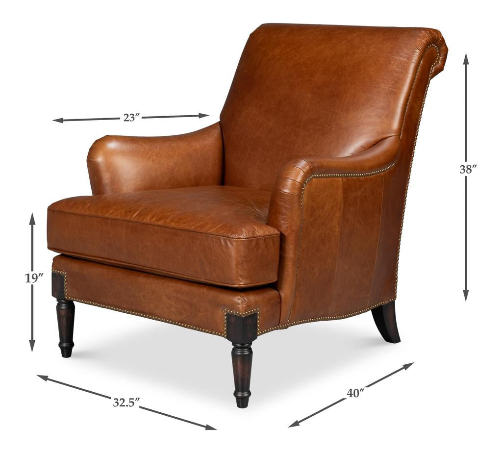 Gaston Brown Distilled Leather Chair - Ornate Home