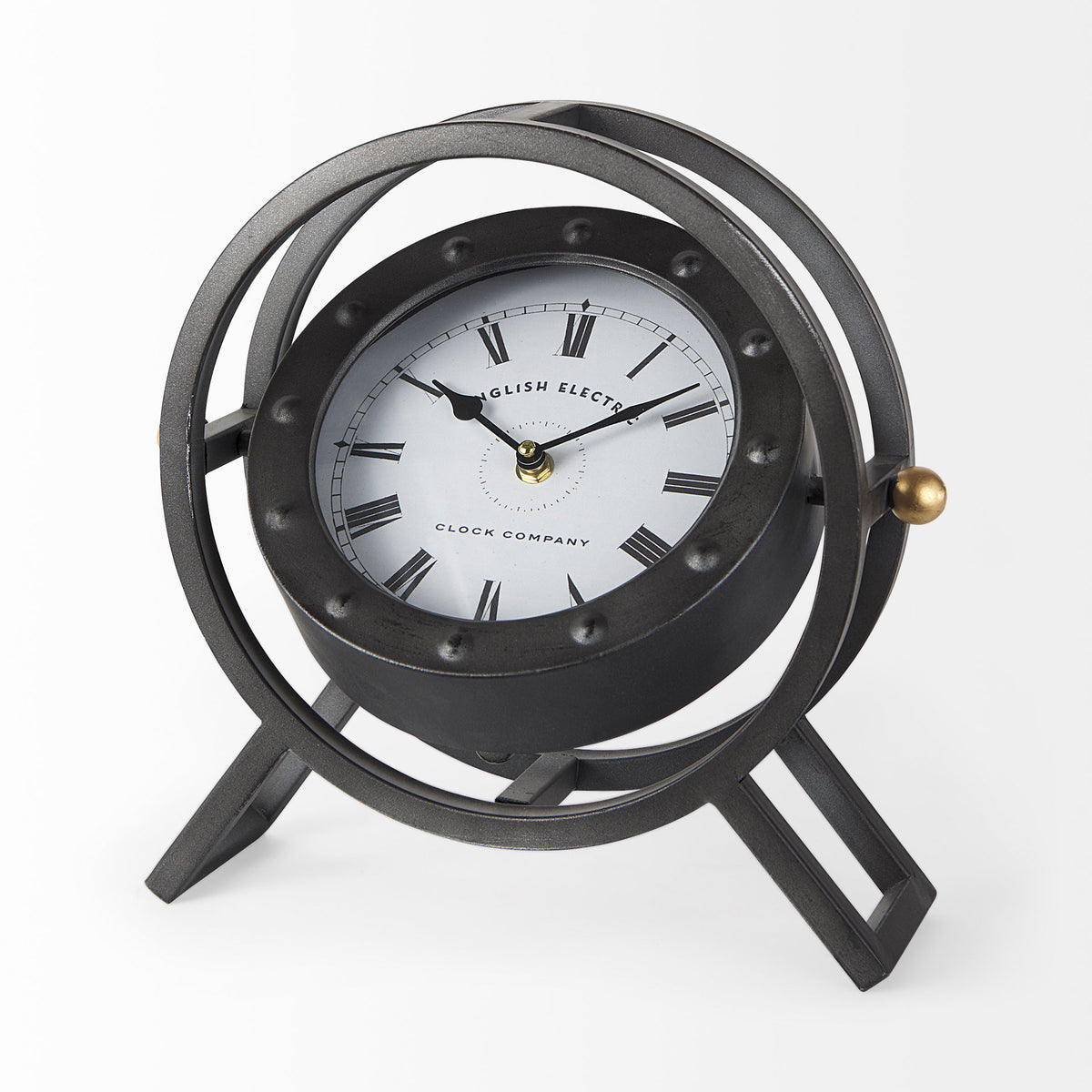 Gaston Gray Metal Circular Table Clock - Ornate Home