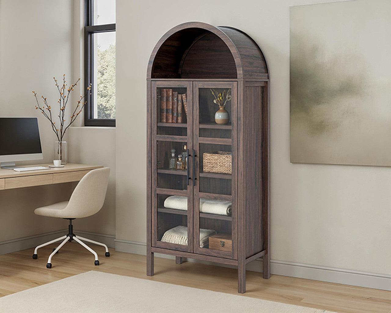 Gateshead Walnut Arched Cabinet - Ornate Home