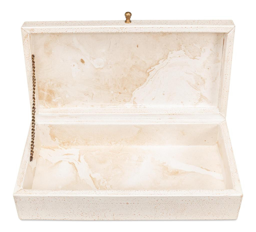 Gatsburg White Shagreen Box (Set of 2) - Ornate Home