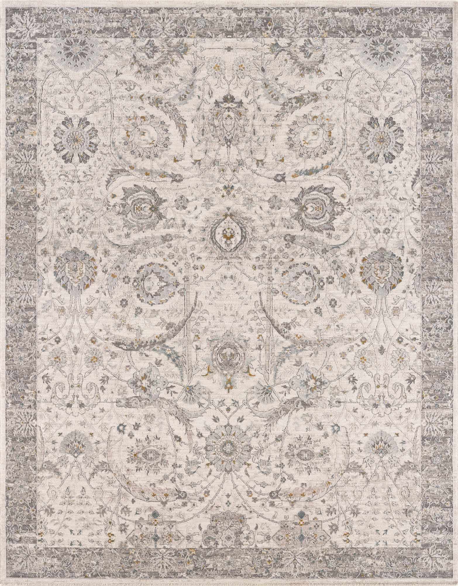 Gauge Cream & Gray Blue Rug with Fringes - Ornate Home