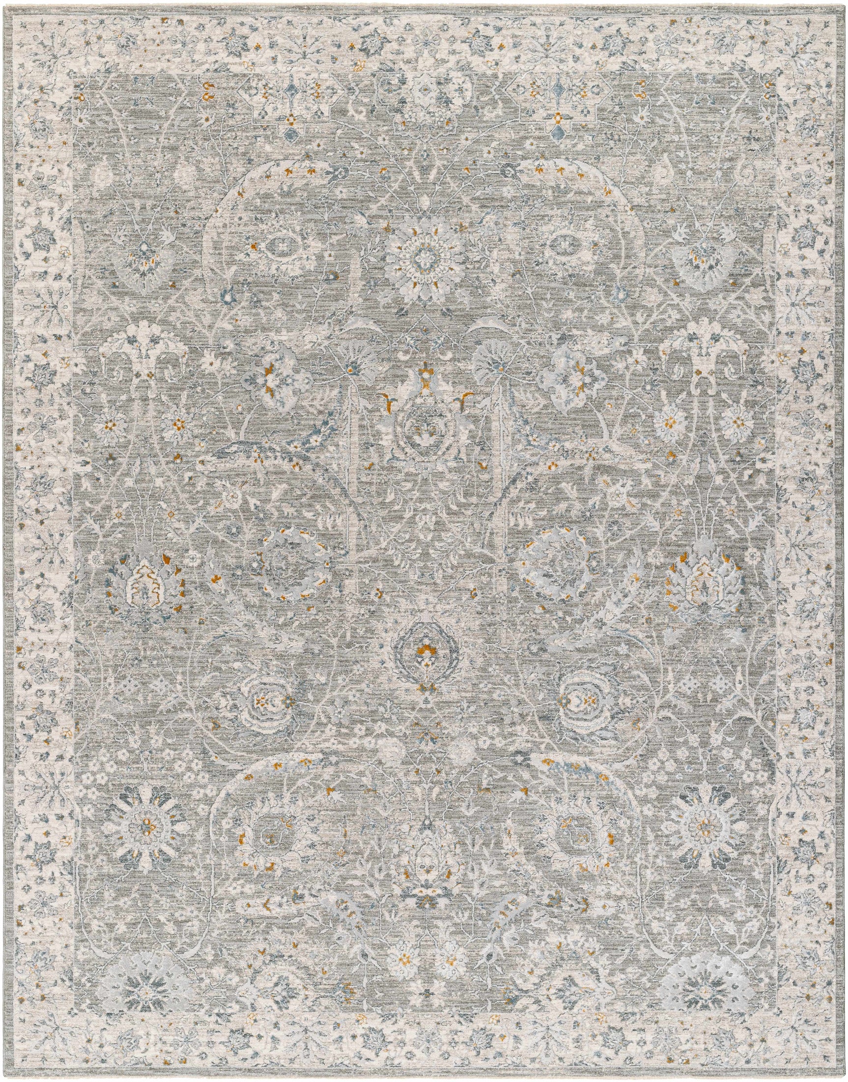 Gauge Gray Blue Textured Rug with Fringes - Ornate Home