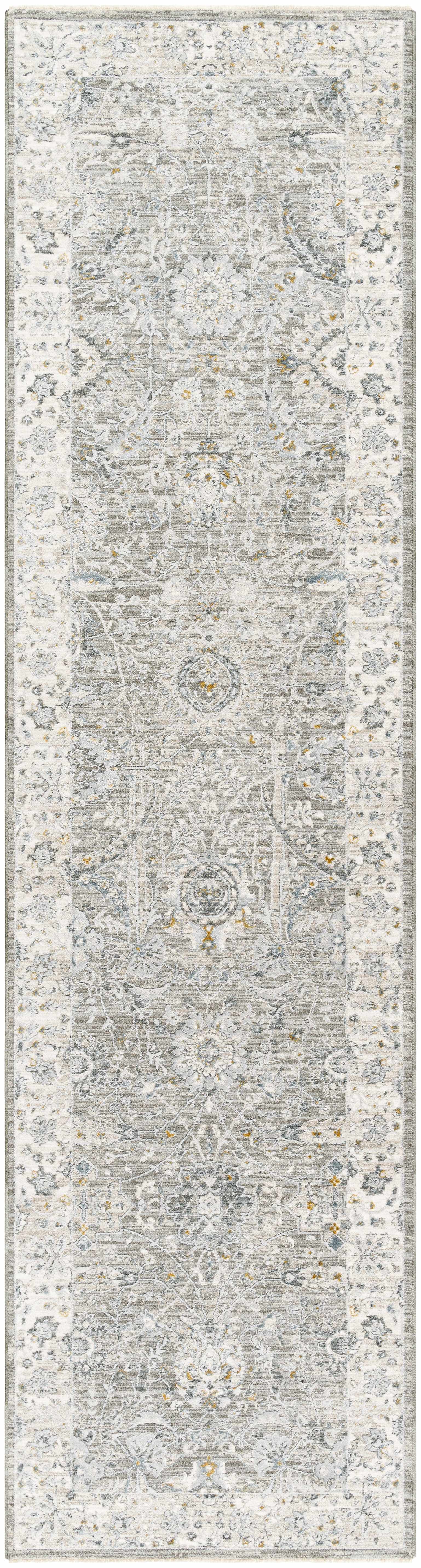 Gauge Gray Blue Textured Rug with Fringes - Ornate Home