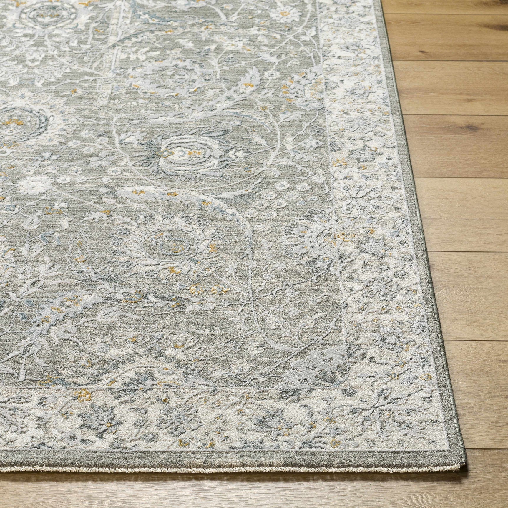 Gauge Gray Blue Textured Rug with Fringes - Ornate Home