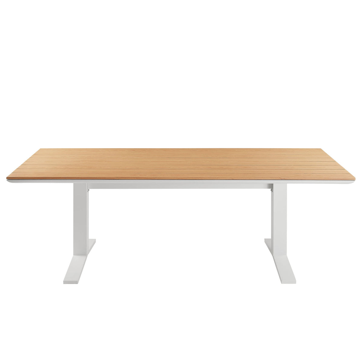 Gavelston Natural/White 91" Outdoor Patio Aluminum Dining Table - Ornate Home