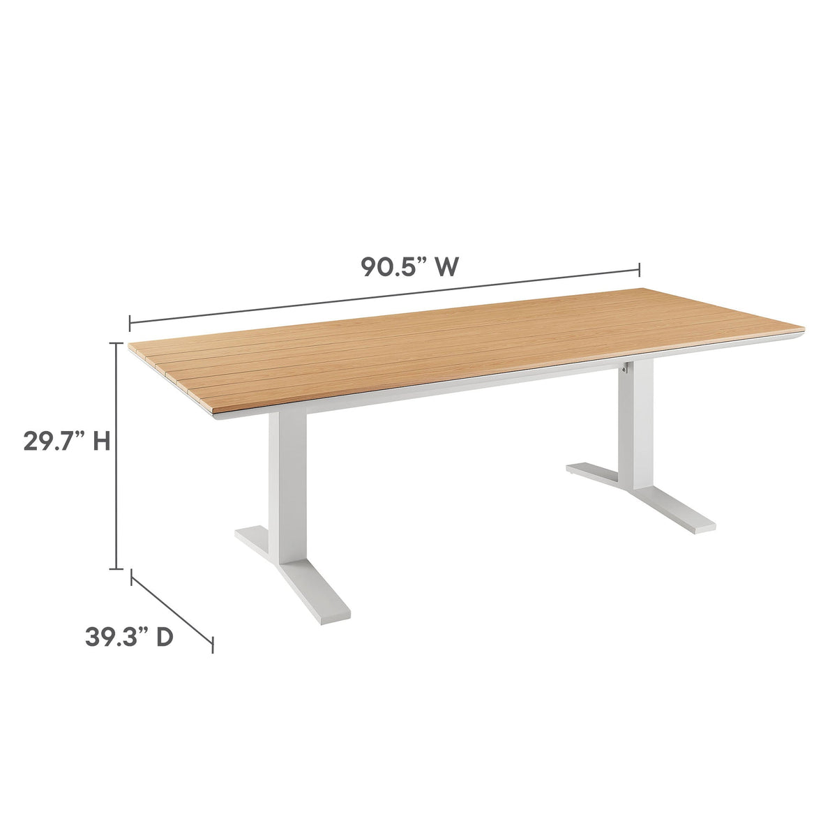 Gavelston Natural/White 91" Outdoor Patio Aluminum Dining Table - Ornate Home
