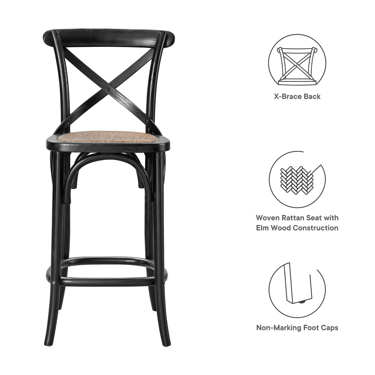 Gear Black Counter Stool - 19x17.5" - Ornate Home