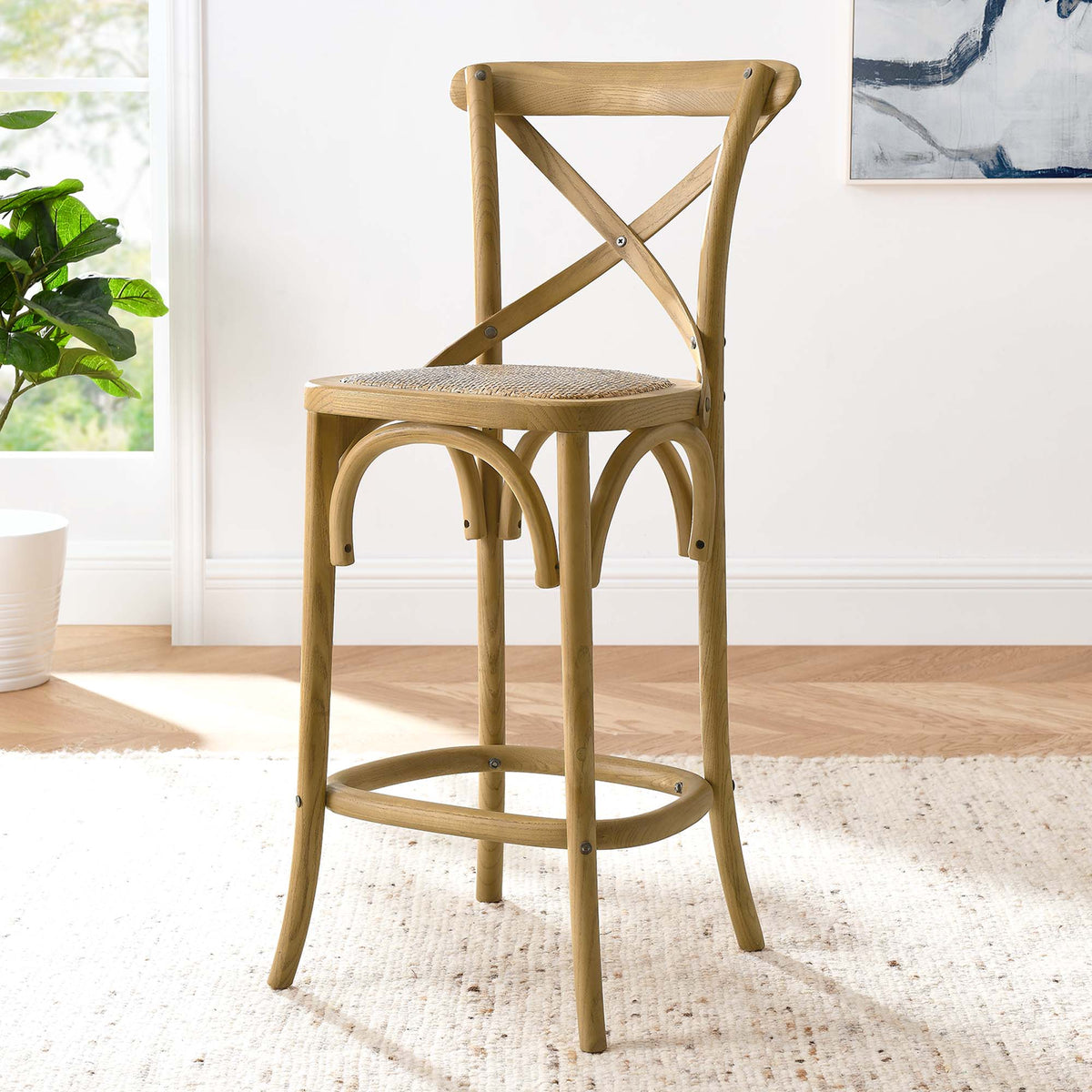 Gear Natural Counter Stool - 19x17.5" - Ornate Home
