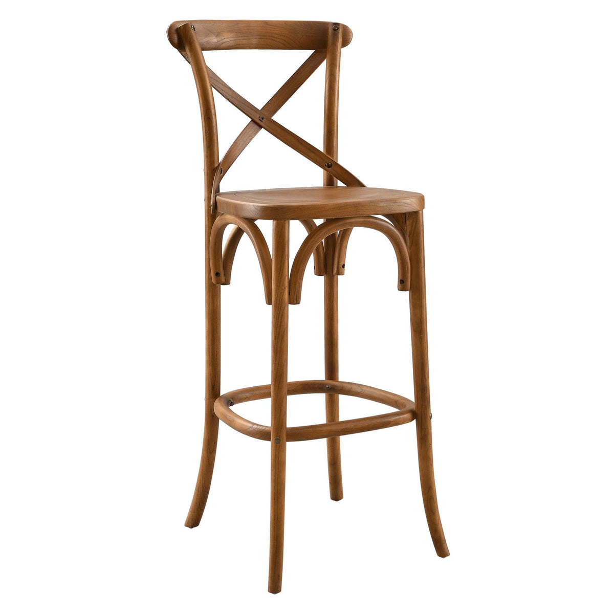 Gear Walnut Bar Stool - 19x17.5x43.5" - Ornate Home