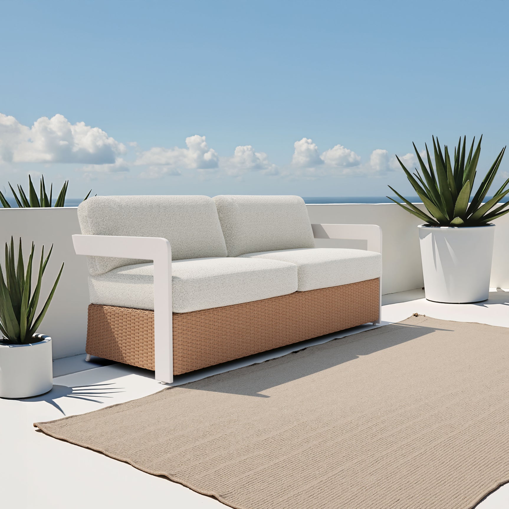Gelo White & Brown Sofa