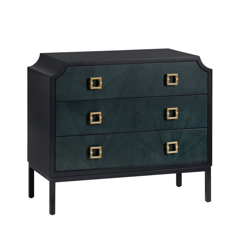 Gemma Black/Blue Three-Drawer Chest - Ornate Home