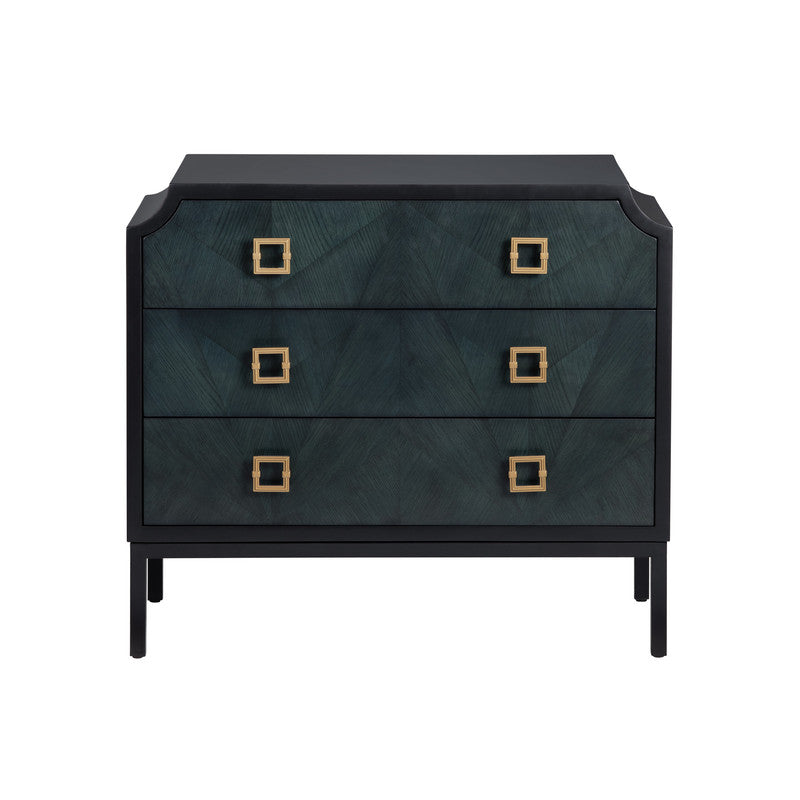 Gemma Black/Blue Three-Drawer Chest - Ornate Home