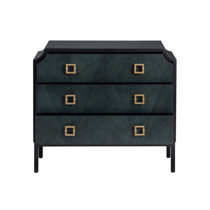 Gemma Black/Blue Three-Drawer Chest - Ornate Home