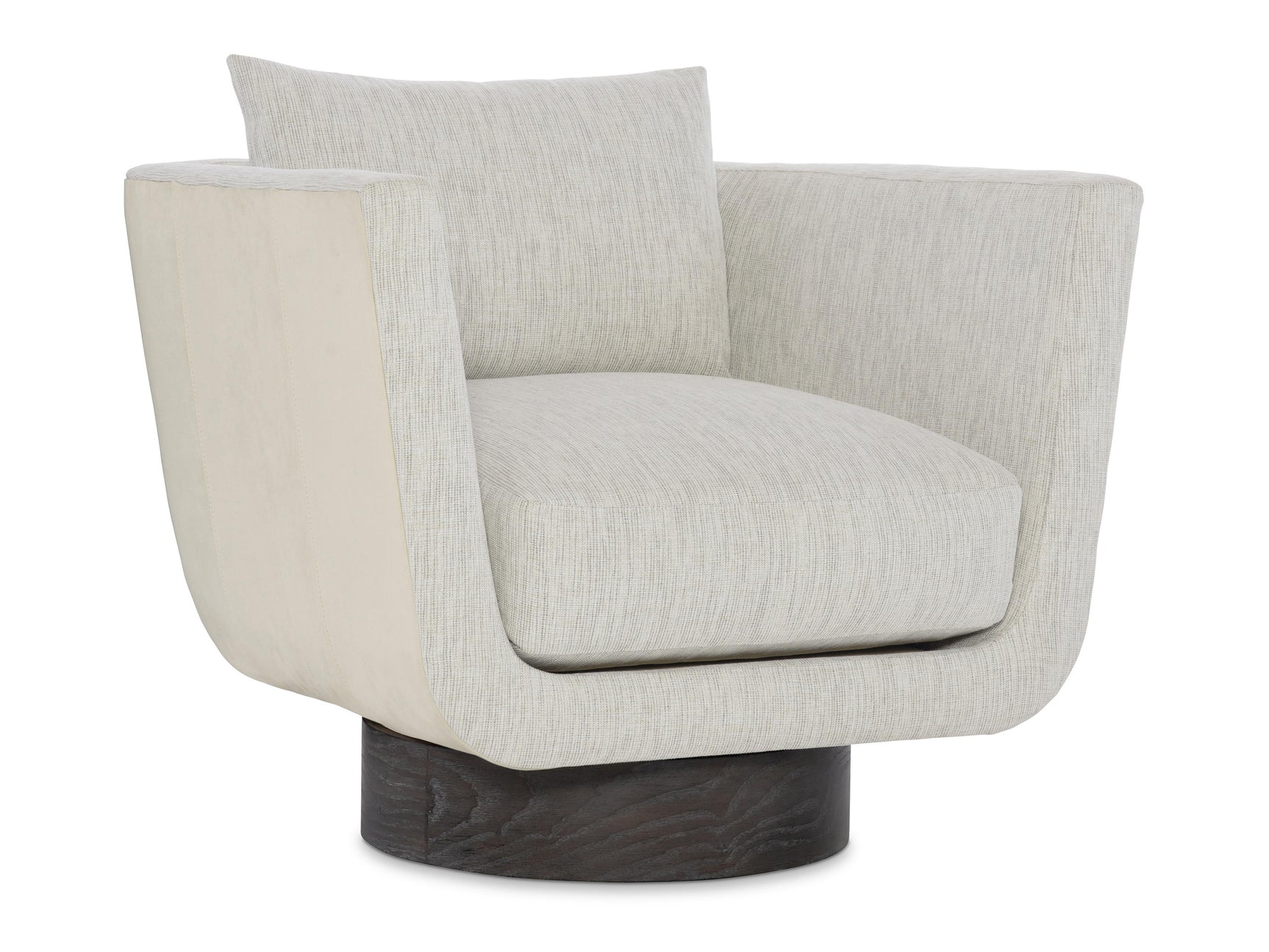 Gemma Portobello/Beige/Grey Leather-Fabric Swivel Chair - Ornate Home
